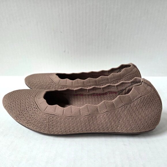 Skechers Shoes Womens 8 Cleo 2.0 Love Spell Mocha Slip On Knit Ballet Flats - Picture 1 of 8